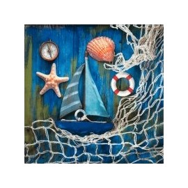 20 Napkins, Coastal Memories, Maritime, Sailing Boat and Fishing Net