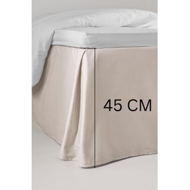 Jotex Zack Satin Valance Bed Skirt 100% High Quality Organic Cotton Bed Skirt, Height 45 cm, Beige 180 x 200 cm