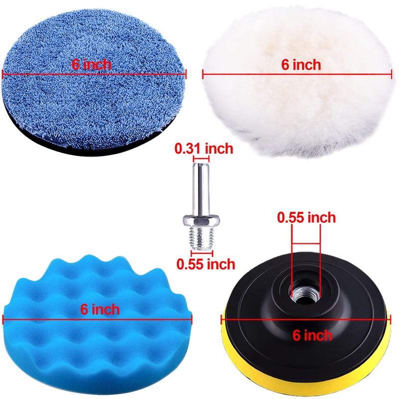SIQUK 16 Pieces Buffing Pads 6 Inch Car Polishing Pad