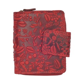 Hill Burry Women's Leather Wallet with RFID Protection Made of High-Quality Naturally Tanned Leather, red, rfid wallet