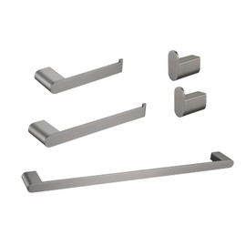 5-Piece Gunmetal Bathroom Hardware Set - Stainless Steel Bathroom Accessories with Hidden Mounting Holes