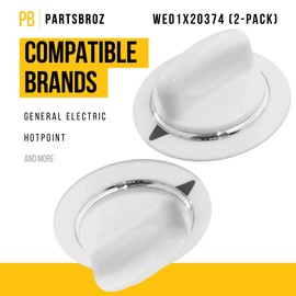 PartsBroz WE01X20374 Timer Knob (2-Pack) - Compatible With General Electric Hotpoint Dryer - Replaces PS8769912 AP5805160 WE1M856 GTDX100EM1WW GTDX180ED3WW GTDX180ED0WW GTDX180ED5WW GTDX100EM0WW