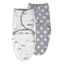 Soarwg Kids Baby Swaddle Blanket Wraps for 0-3 Months, Oeko-tex100 Certified, Adjustable Newborn Swaddle Set for Baby Boy and Girl, 100% Breathable Organic Cotton Fabric Baby Essentials, 2 Pack (Grey)