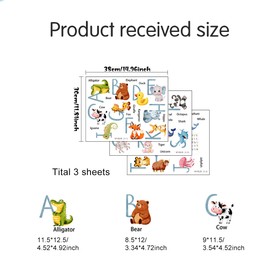 Animal Alphabet Wall Decals, Colorful ABC Letters Stickers，Kids Wall Stickers Peel and Stick Removable Alphabet Decals，for Nursery Bedroom Kids Room Wall Closet Decor Toddler Boys Girls ABC Letters