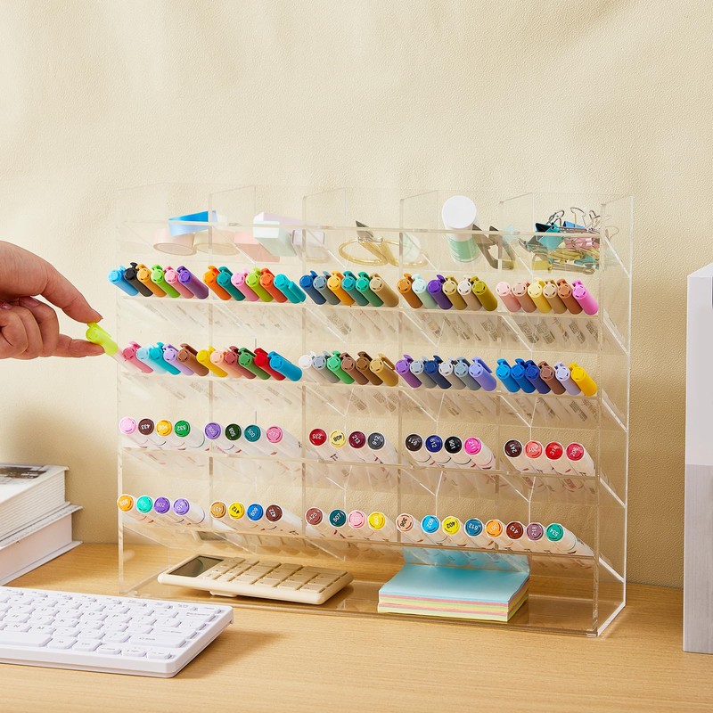 MotiMind Acrylic Pen Organizer Storage Vertical Marker Organizer Acrylic Pen