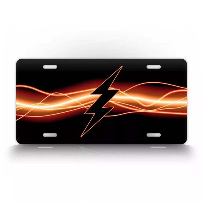 SignsAndTagsOnline.com Black Flash Lighting License Plate Dark Lighting Bolt Thunderbolt