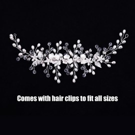 1 Piece Bridal Hair Accessories, Pearl Hair Accessories for Women, Bridesmaid Hair Accessories, Hair Vine Crystal Accessories, Fashion Accessories (Silver)