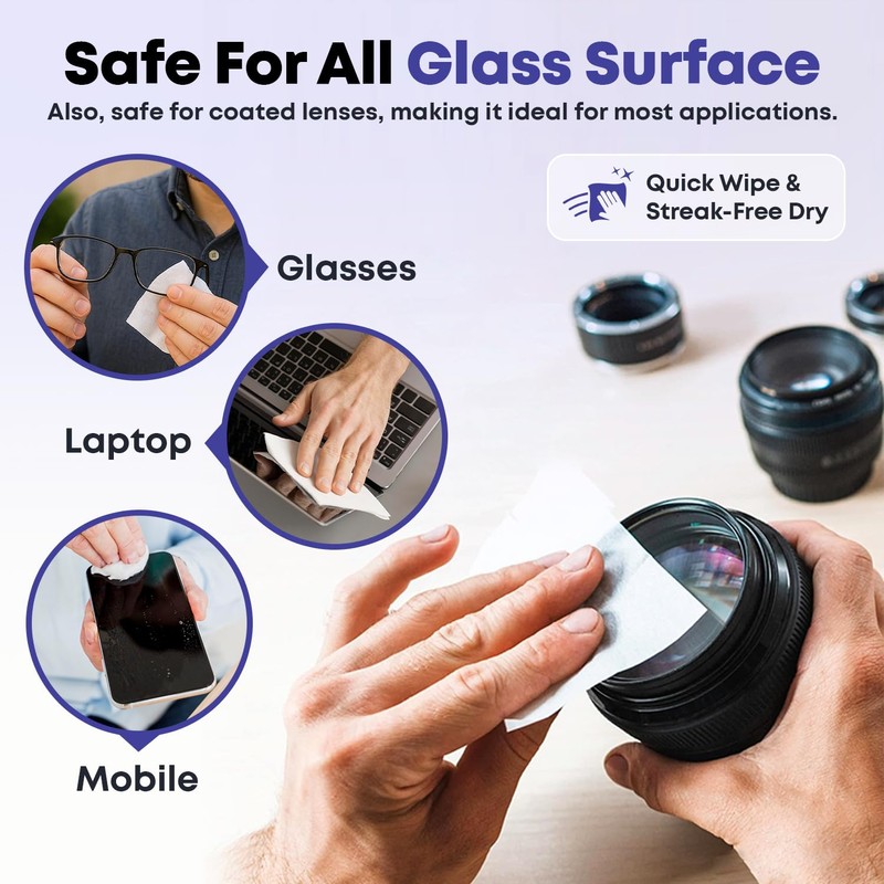 OPTIPAK Pre-Moistened Lens Wipes for Eyeglasses - Individually Wrapped Eye