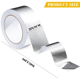 QuazarPyon Aluminium-Klebeband, 20m x 50mm Auslaufsicher, Aluminium-Klebeband, Metallisches Dichtungsband für Hochtemperatur-Luftkanäle, Isolierung & Dampfsperre, für Spülmaschine