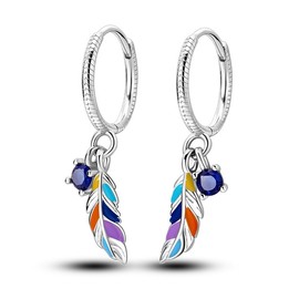 QIKAOLA 925 Sterling Silver Earrings for Women Colourful Hoop Earrings Hypoallergenic Silver Hoop Earrings for Women and Girls, Cubic Zirconia, Cubic Zirconia