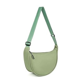 polyester Crossbody Bag Hobo Sling Crescent Bag Women Men Trendy Small Shoulder Bag Purse Dumpling Bag Casual Handbag green