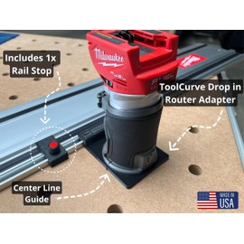ToolCurve Guide Rail Adapter Compatible with Milwaukee Router - Made in USA