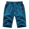 JustSun Men's Cotton Sports Shorts with Zip Pockets, peacock blue