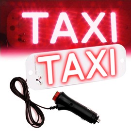 Taxi light with Cig-arette Plug, DC 12V Taxi Suction Mount on Car Window Taxi Lamp 2Mode Stay/Strobe (Large, Red Beam)