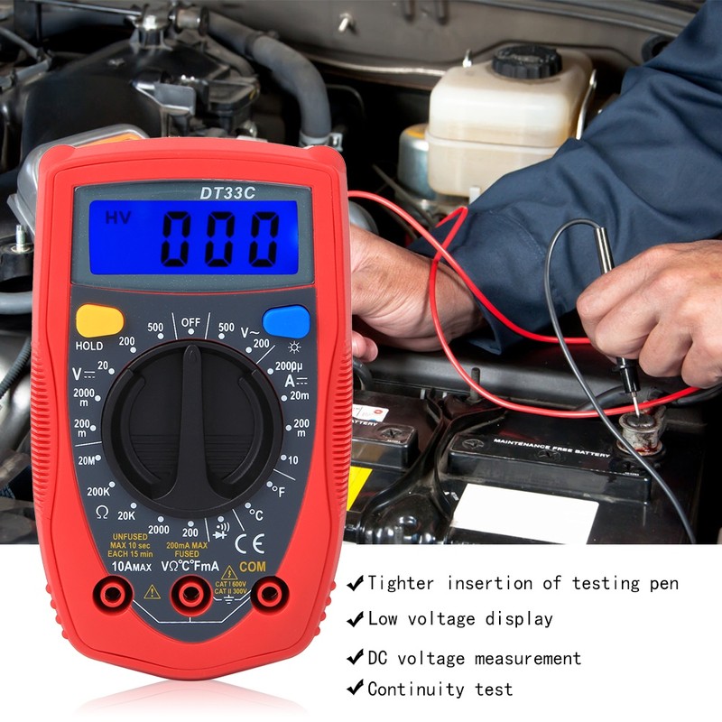 DT33C Pocket Multimeter Portable Plastic Large Screen Digital Voltmeter Electrician