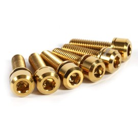 Bicycle Bolts with Washers 6pcs Mountain Bike Screws for Road Bike M5x18mm Titanium Alloy TC4 (Gold)