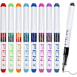 9 Colored Fountain Pens Disposable for Writing EF Nib Multicolor Ink Fine Point Pen Set Calligraphy Pens Smooth Writing Quick Drying Pen Gel Pen for Journaling Sketching Lettering Text Highlighting