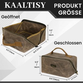 Canvas Tool Bag, Zippered Tool Pouch with Handle, 16 oz Waxed Canvas Tool Storage Organiser, Pack of 2, 24 x 27 x 14 cm (Open) - Grey