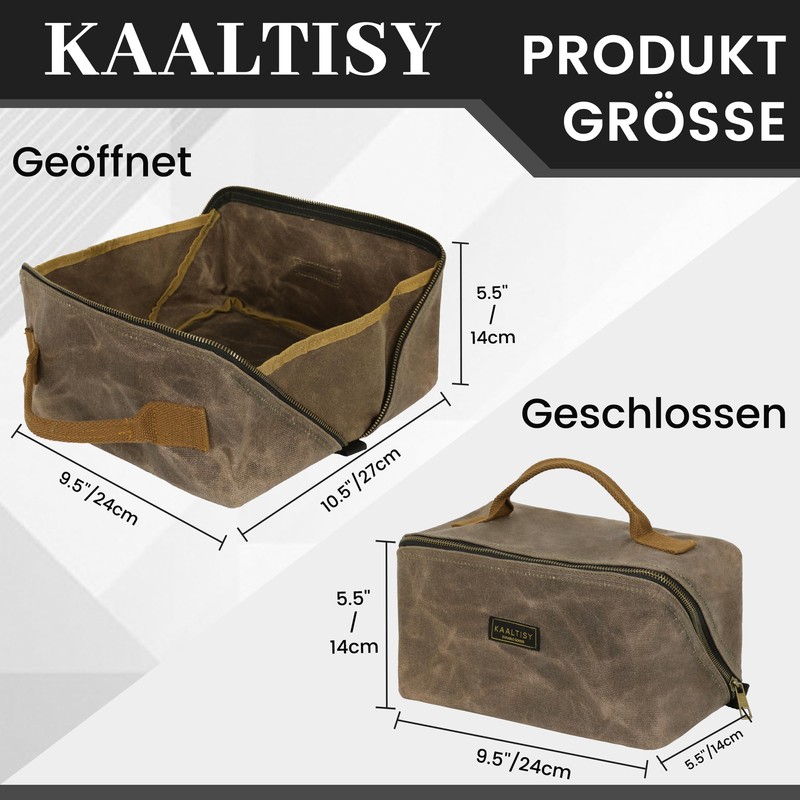 Canvas Tool Bag, Zippered Tool Pouch with Handle, 16 oz