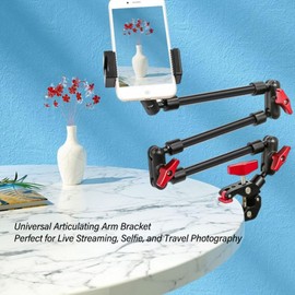 31/78.7cm Adjustable Magic Arm with Clamp Camera Mount, Articulating Arm Friction Magic Arm Camera Mount Clamp with 1/4in and 3/8in Thread for LED Light Video Rig Tripod