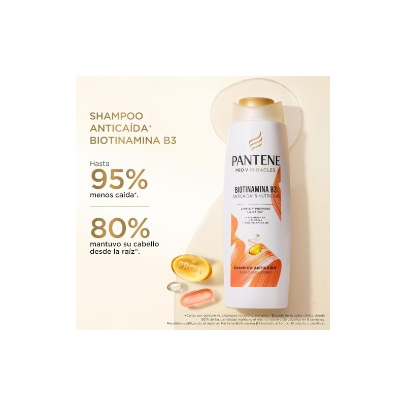 Pantene Shampoo, Anticaída+ para Cabello Débil con Caída+ Pantene Biotinamina