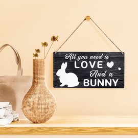 Easter decoration Bunny Sign Gift Farmhouse All You Need Is Love and a Bunny Wooden Hanging Sign Rustic Wall Art Home Decoration 12 x 6 "