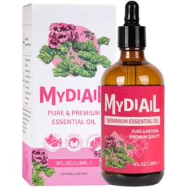 MYDIAIL Geranium Essential Oil 118ml Geranium Oil Natural & Premium Grade for DIY Skin Products, Diffuser, Aromatherapy, Massage, Soap & Candle Making, Bath, Homemade Freshener - 4fl oz