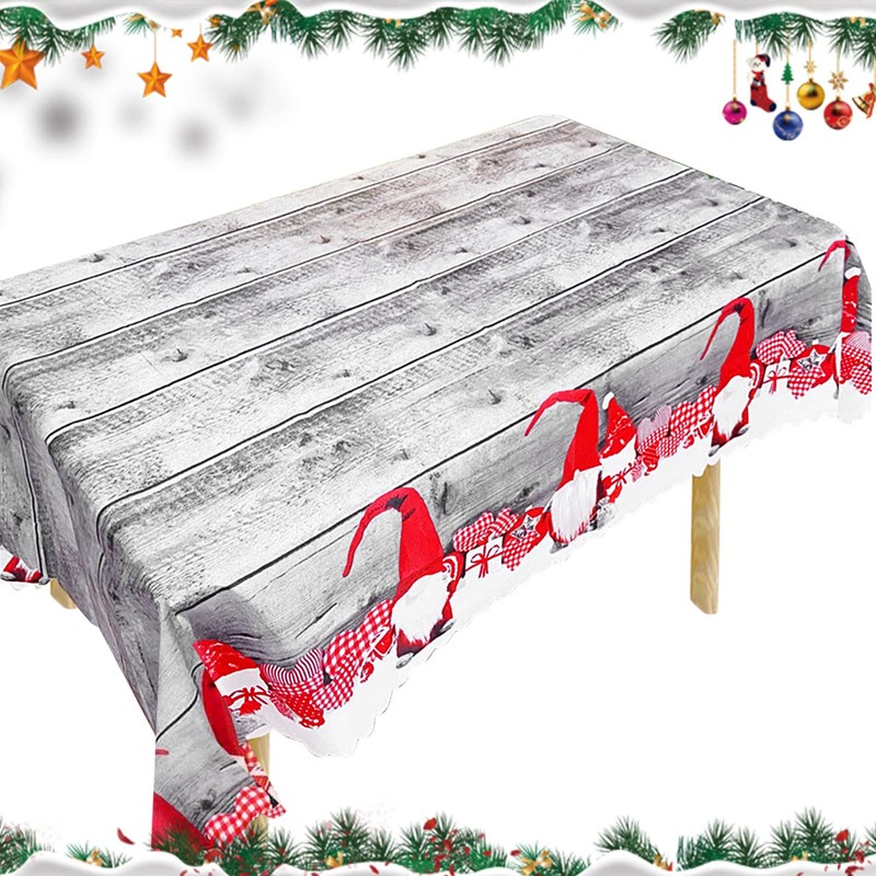 Gukasxi Christmas Table Cloth Rectangular Christmas Tablecloth Grey Xmas Table