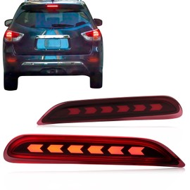 GEEGEETOP Red Lens LED Rear Reflector Bumper Fog Light Assembly Compatible With Nissan Altima Rogue Pathfinder Leaf Infiniti Q50 QX60 QX80 QX30 Functions 3-In-1 (Red Style)