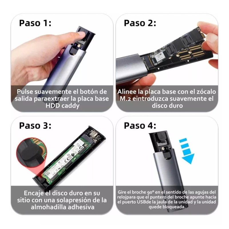 LOMETEB Chasis Hdd Gabinete Ssd M.2 Nvme Ngffssd Tipo C