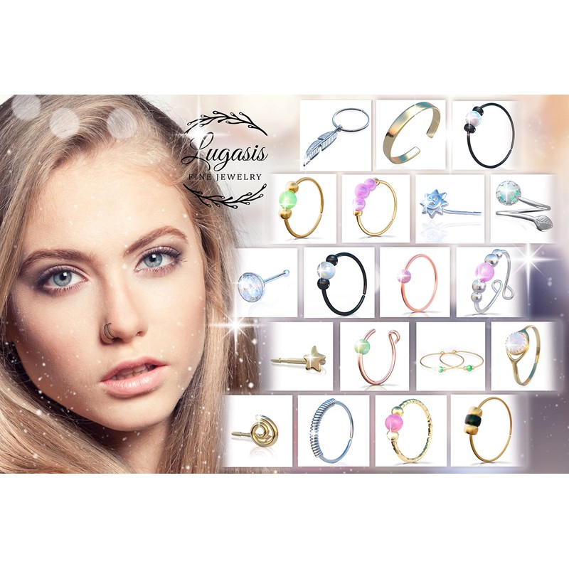 LUGASIS Clip On Fake Nose Ring Silver - Silver Nose