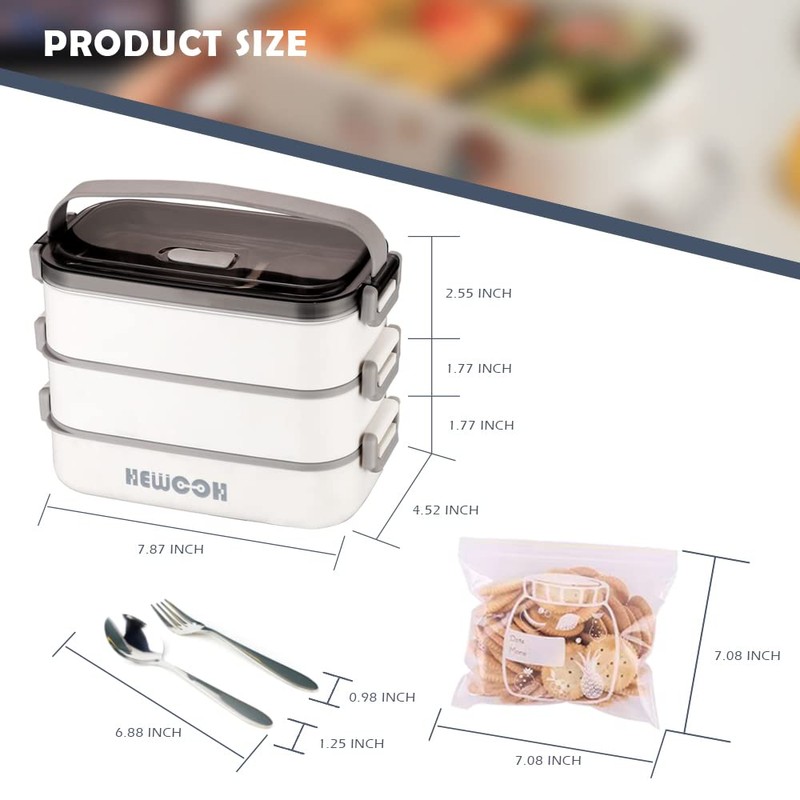 HEWOOH Large Bento Box Adult Lunch Box (74 Oz Large