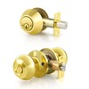 Keyed Alike Door Knob Combination Deadbolt in Polished Brass,Entry Door