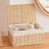 Rattanzenith Wicker Basket with Lid Paper Rope Storage Baskets for