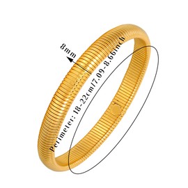 Eigso 8mm Plated Gold Chunky Bangle Bracelet for Women Vintage Fashion Stretch Wristband for Woman Man