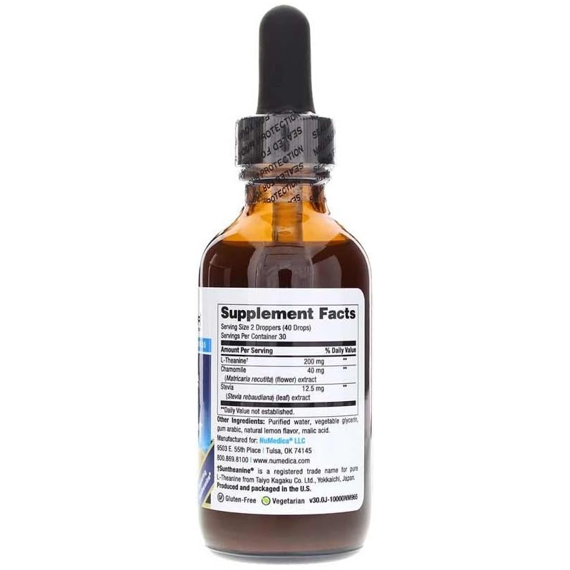 L-teanina líquida de NuMedica (sabor a limón natural), 2 onzas