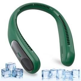 Portable Neck Fan,Personal Wearable Bladeless Fan,LED Display,4-Speeds,6000mAh USB Rechargeable,360° Strong Cooling Wind,Hands Free,White Elephant Gift,Christmas Gifts for Men Women (Dark green)