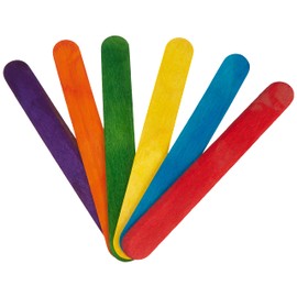 GLOREX Made of Colourful Birch Wood, in The Shape of ice Sticks, Approx. 15 cm Long with Rounded Ends, Pack of 100, Versatile for Crafting, Colourfully Lacquered