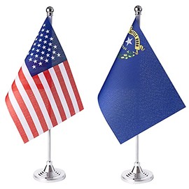 ZXvZYT 2 Pack American US Nevada flag USA Nevada NV State table flag,Small Mini United States Desk Flags With Stand Base,for U.S. States Party Events Celebration Decorations Supplies