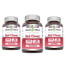 Amazing Formulas Red Clover 430 mg Capsules Supplement | Red Clover Blossoms Herb Extract | Non-GMO | Gluten Free | Made in USA (180 | 3 Pack)