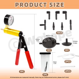 Wokape 16Pcs Brake Bleeder Kit, 2 in 1 Handheld Vacuum Pump Brake Bleeder Kit with Protected Case,Gauge Adapters,One-Man Brake and Motorcycle Clutch Brake System Bleeding Tools for Bike Car Truck, Red