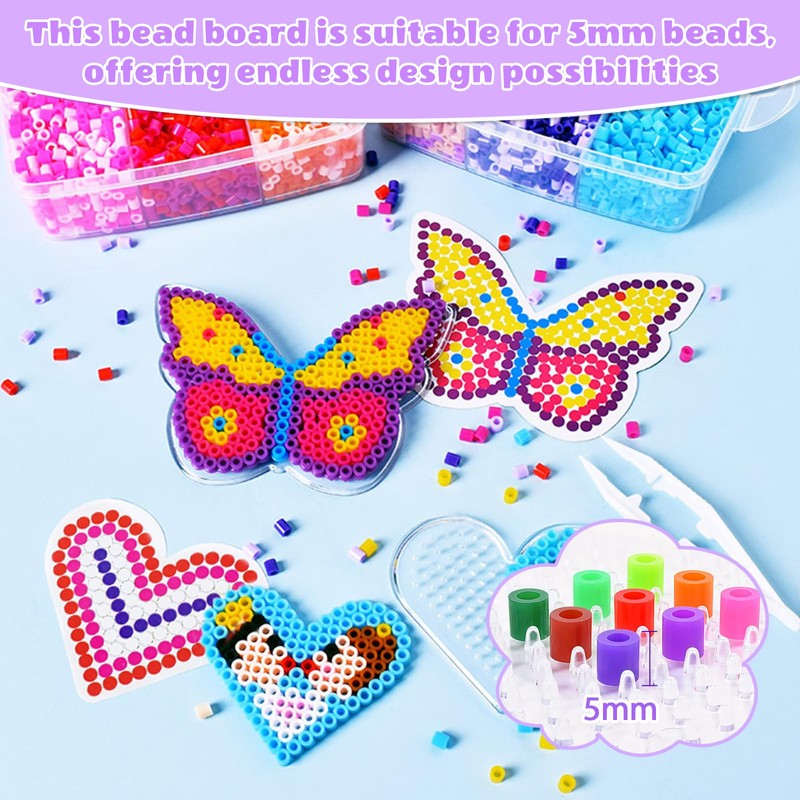 23Pcs Fuse Beads Boards, 5mm Animal Clear Plastic Pegboards Adult