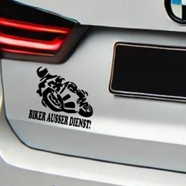 Motorcycle Sticker "Biker auser dienst!" Mopped Car Sticker Motorbike Love Tuning Sticker Decal 12 x 10 cm Black