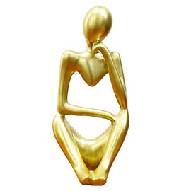 Lgmamob Thinker Gold Resin Decor Statue,Small Sculpture Decorations for Desk Master Bedroom Home Living Room Contemporary Figurines Book Shelf Coffee Table Modern Art Aesthetic (G L)