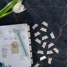 DiverseBee Laminated Planner Monthly Tabs, 24 Peel and Stick Tabs for Notebooks (12 Month Tabs and 4 Blank Tabs), Calendar Monthly Tab Stickers for Planners, Monthly Dividers (Mist)