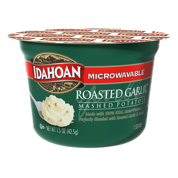 Idahoan Roasted Garlic Mashed Potatoes, Made with Gluten-Free 100-Percent Real Idaho Potatoes, 1.5 oz Cup (Pack of 10)