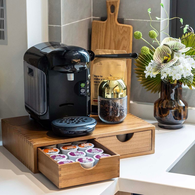 Wooden K Cup Organizer Coffee Pod Storage Box, Coffee Pods