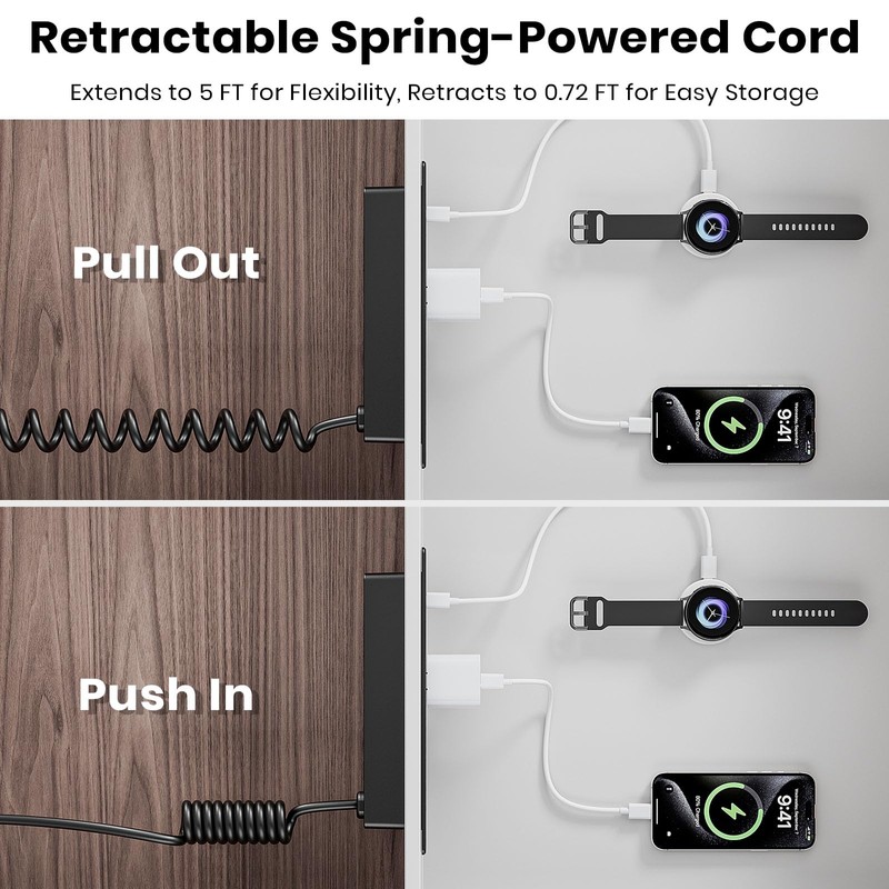 Recessed Furniture Drawer Outlet with 3 Fast-Charging USB Ports &