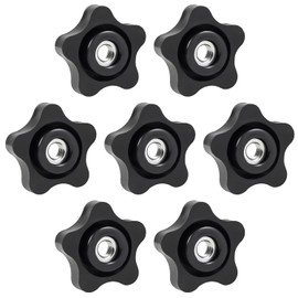 MroMax - 7 piezas de tuerca de rosca de 5/16-18 negro, 5/16 pulgadas, 5/16-18 pomos de sujeción de apriete a mano de 5/16-18 tuercas de rosca negras, tuerca de rosca para pernos de pista en T