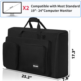 WELIDAY Monitor (up to 2) Carrying Case for Transporting LCD Screens, Monitors and TVs Between 19"- 24"